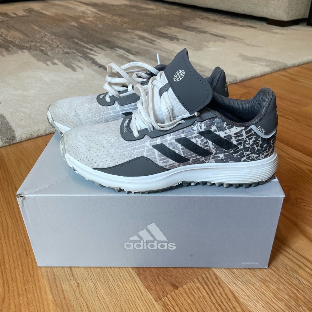 Adidas Gray Patterned Kids Golf Shoes